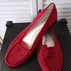 LL Bean Red Suede Loafers